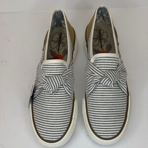 NWT Tommy Bahama womens Blue and White Striped Loafers Top Knot Yacht Resortwear